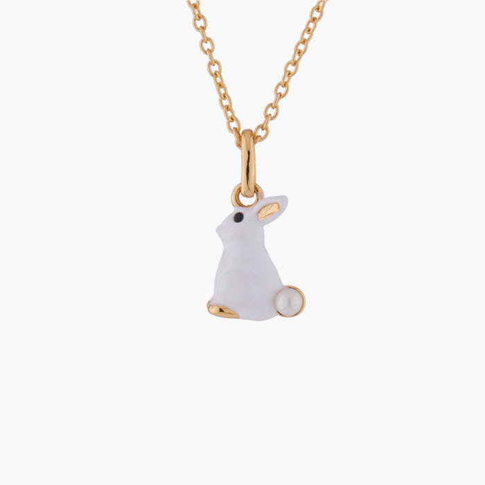 les néréides Enchanted Encounter Bunny and Mother-of-Pearl Pendant Necklace - White
