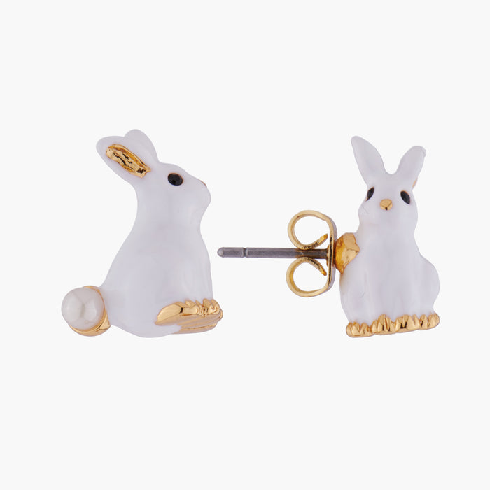 Les Néréides ENCHANTED ENCOUNTER Bunny And Mother-of-Pearl Stud Earrings - White