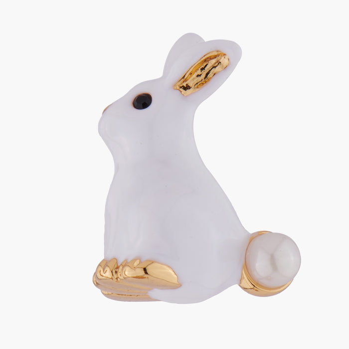 Les Néréides ENCHANTED ENCOUNTER Bunny And Mother-of-Pearl Stud Earrings - White