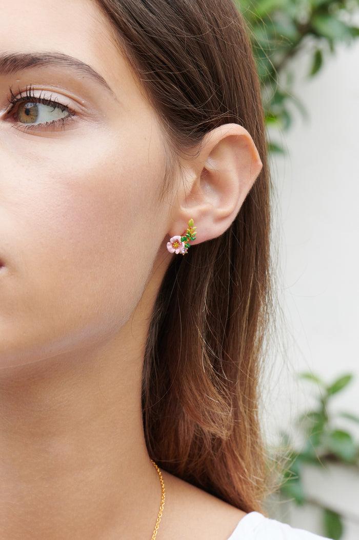 Les Néréides ENCHANTED ENCOUNTER Bunny And Pink Flower Asymmetrical Clip-on Earrings - Multicolor