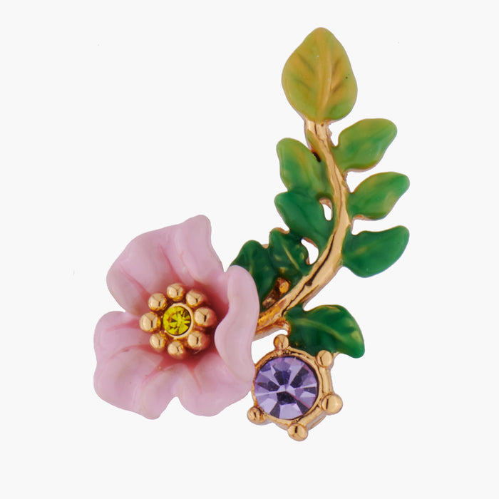 Les Néréides ENCHANTED ENCOUNTER Bunny And Pink Flower Asymmetrical Stud Earrings - Multicolor