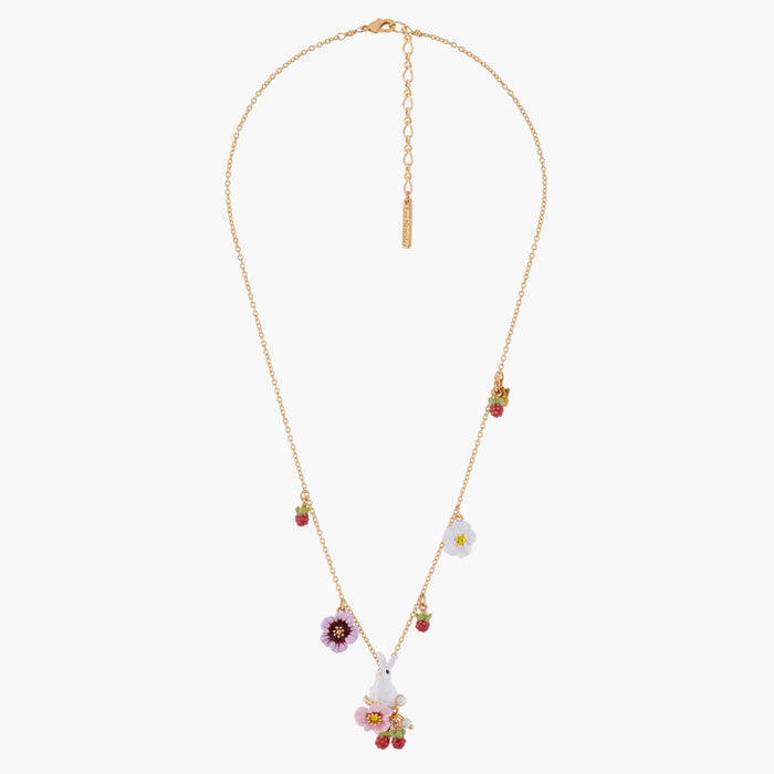 Les Néréides Enchanted Encounter Bunny On Flowers Pendant Necklace - Multicolor