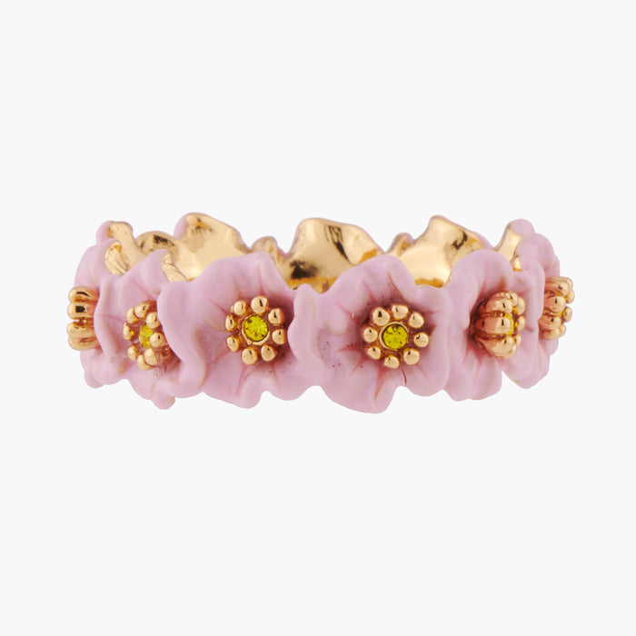 les néréides Enchanted Encounter Pink Flowers and Golden Pistils Thin Ring - 7 (54 mm) / Pink