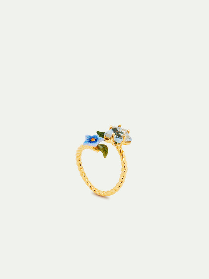 les néréides Faceted Star and Blue Jasmine Flower Adjustable You and Me Ring - Multicolor