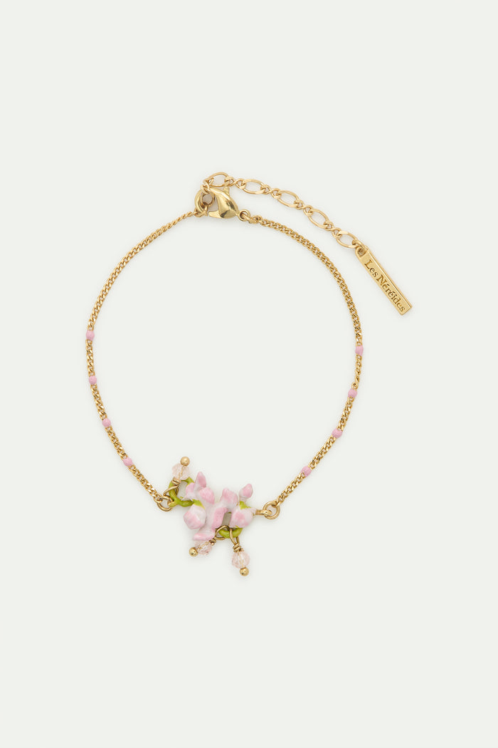 les néréides Fine Bracelet Pink Wisteria with Faceted Crystal Beads - Pink