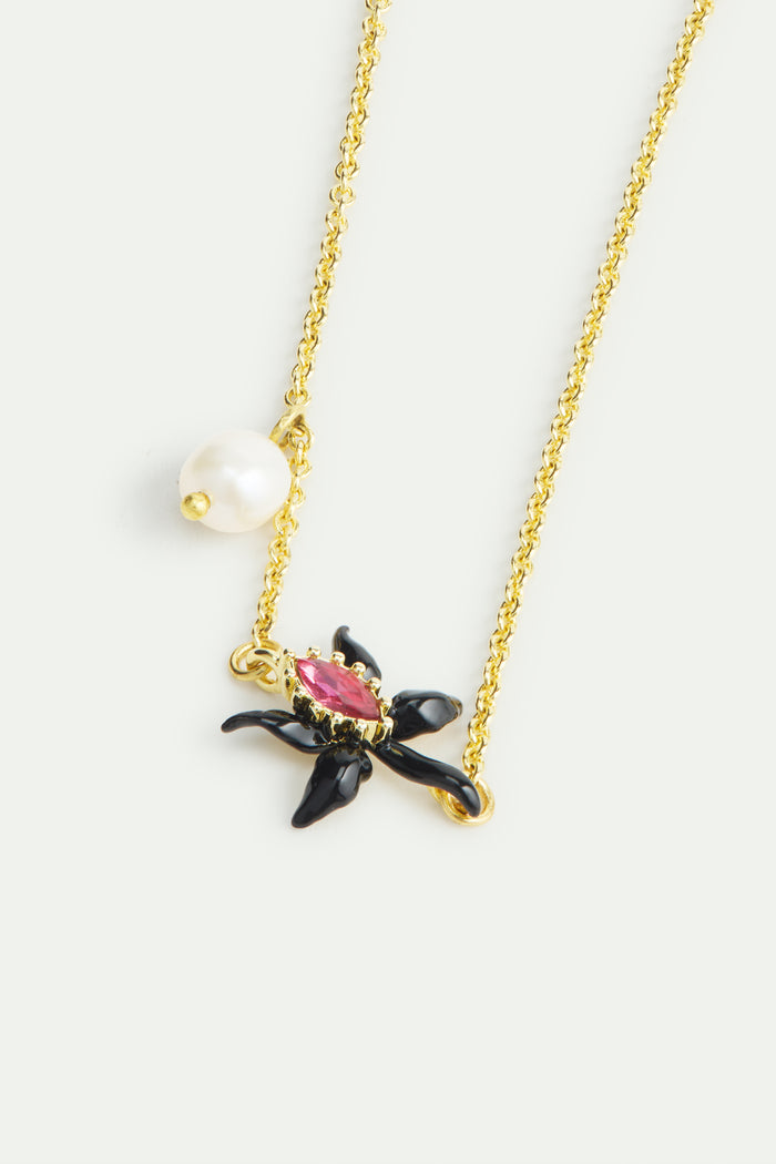 Les Néréides Fine Bracelet With Black Orchid Pink Faceted Crystal And Cultured Pearl - Multicolor