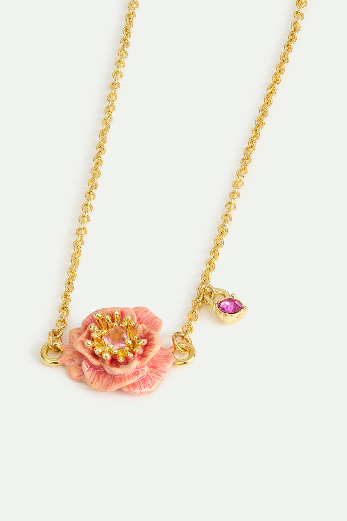 Les Néréides Fine Bracelet With Pink Anemone And Crystal - Pink