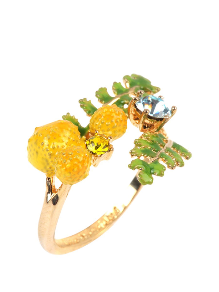 Les Néréides Gardens In Provence Mimosa Adjustable Ring - White Yellow Green