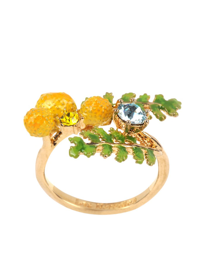 les néréides Gardens In Provence Mimosa Adjustable Ring - White Yellow Green