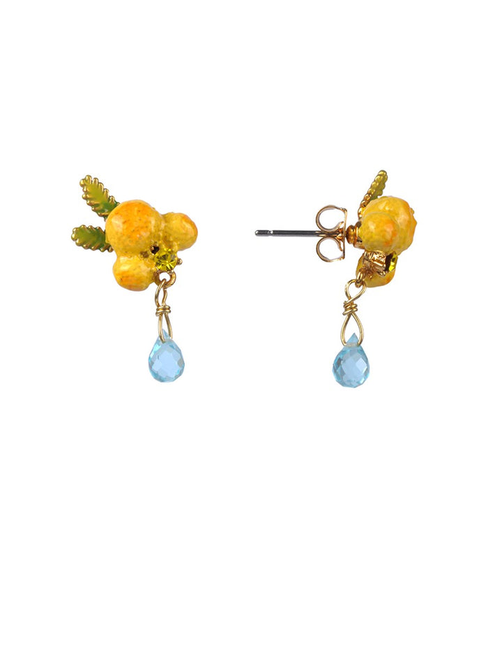 Les Néréides Gardens In Provence Mimosa Drop Earrings - Yellow/Green