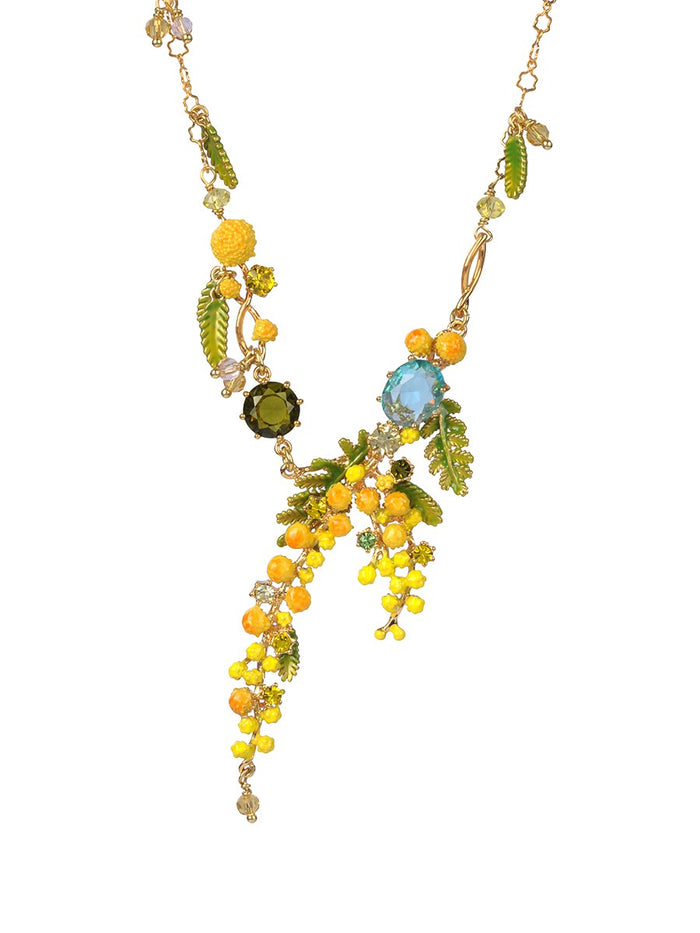 les néréides Gardens In Provence Multi Mimosa Short Necklace - Yellow Green Blue