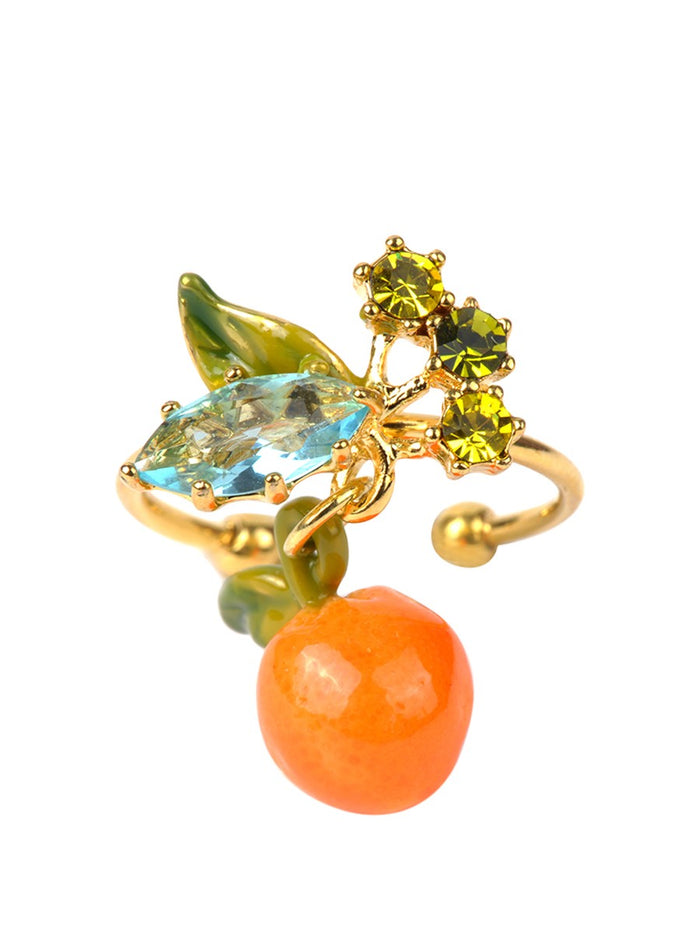 les néréides Gardens In Provence Orange Adjustable Ring - Orange/Green/Gold