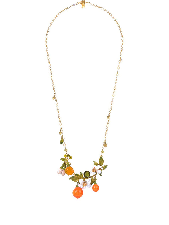 Les Néréides Gardens In Provence Orange Short Necklace - Orange White Green