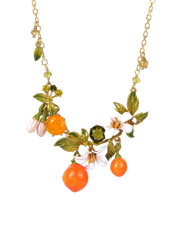 les néréides Gardens In Provence Orange Short Necklace - Orange White Green