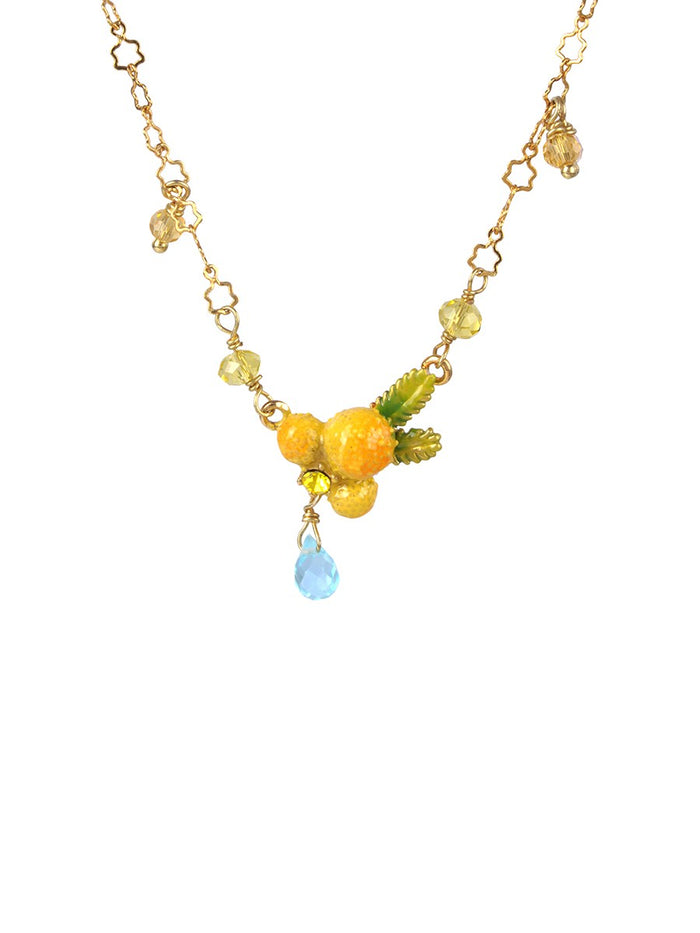 les néréides Gardens In Provence Small Mimosa Necklace - White Yellow Green