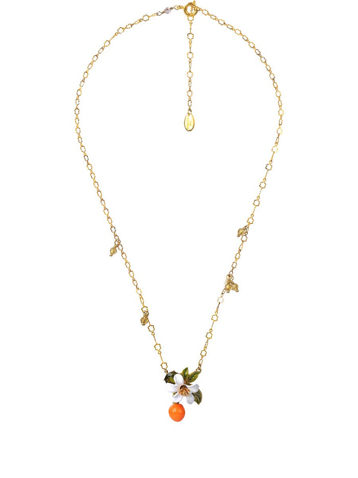 Les Néréides Gardens In Provence Small Orange Necklace - Orange White Green
