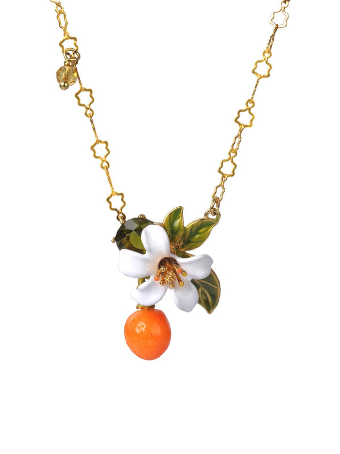 les néréides Gardens In Provence Small Orange Necklace - Orange White Green