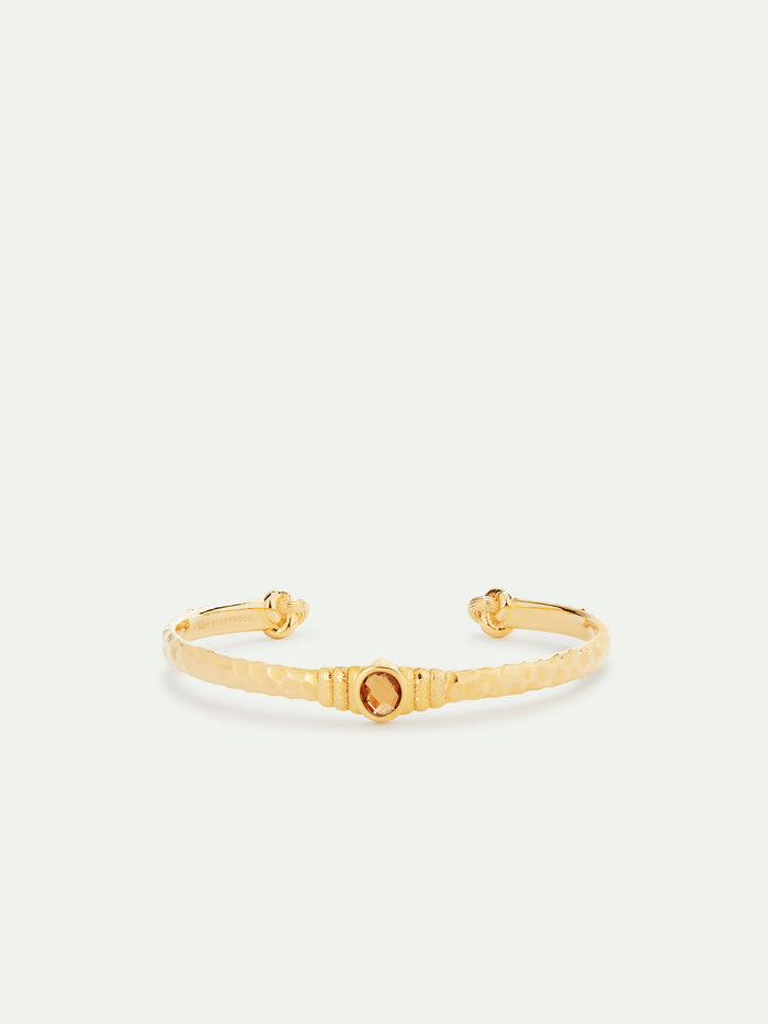 Les Néréides Gold And Faceted Glass Cuff Bracelet - L / Brown