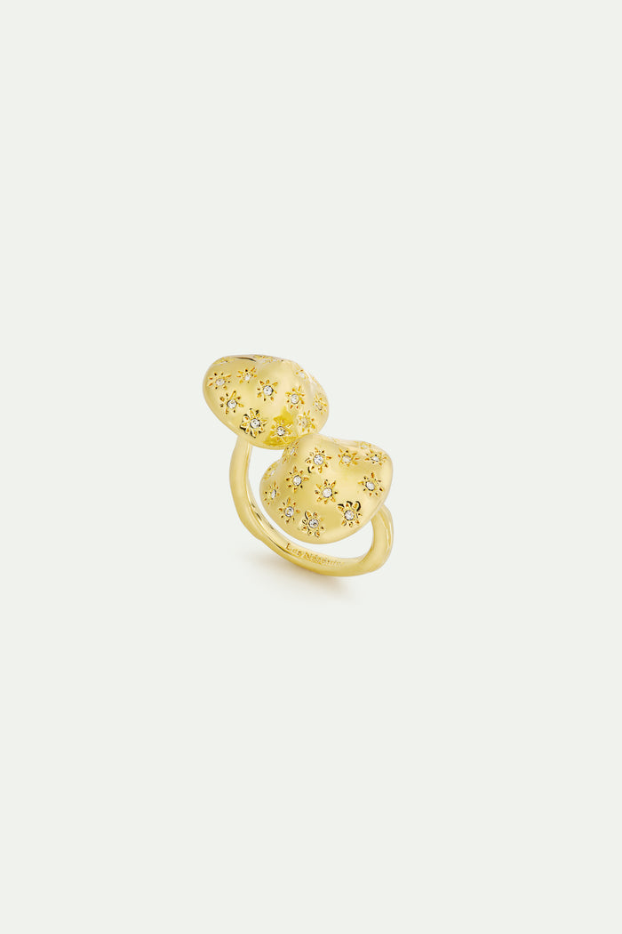 les néréides Gold Mushroom and Faceted Crystals Adjustable Ring - Gold