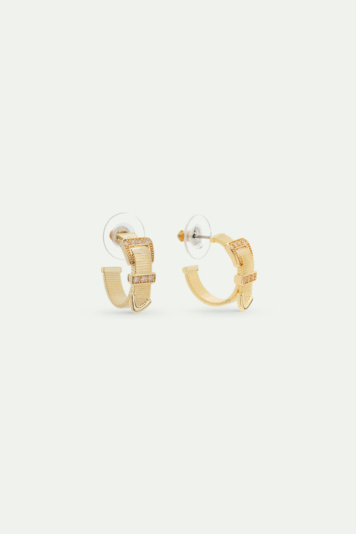 Les Néréides Gold-Plated Brass Belt And Crystal Hoop Earrings - Gold