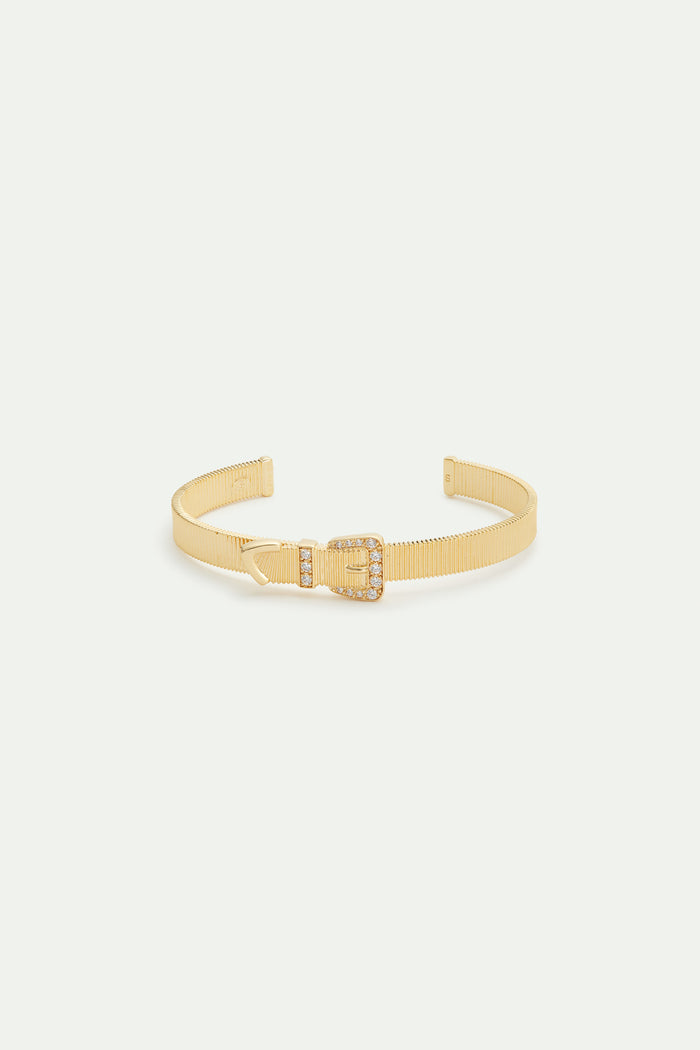 Les Néréides Gold-Plated Brass Knotted Belt Cuff Bracelet - S / Gold
