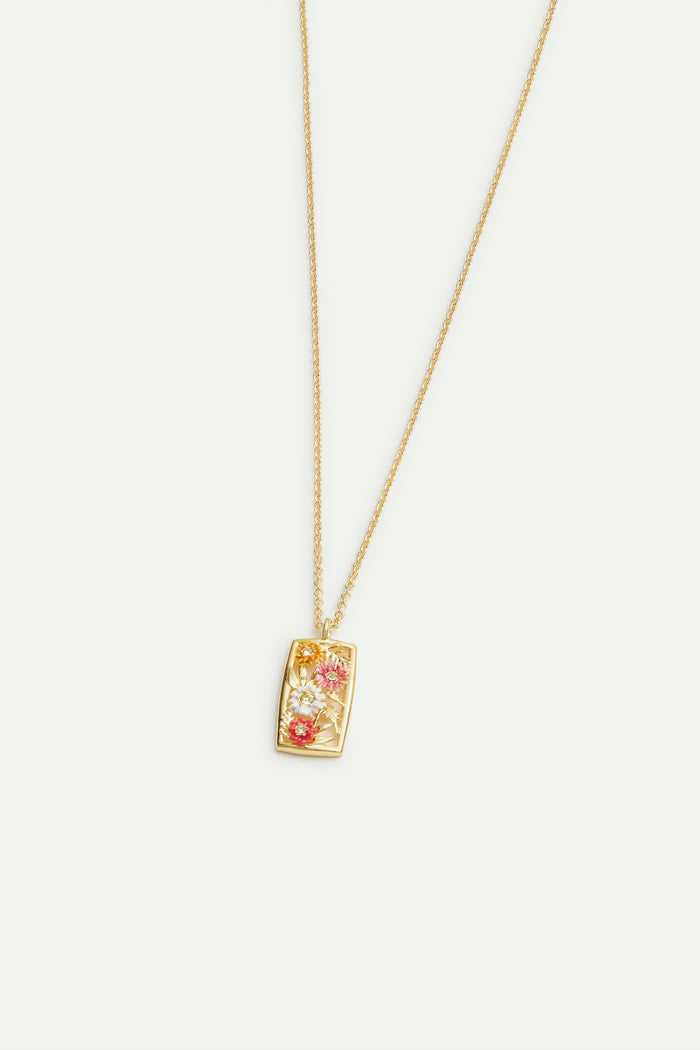 Les Néréides Gold-Plated Openwork Pendant Necklace With Zinnias - Multicolor