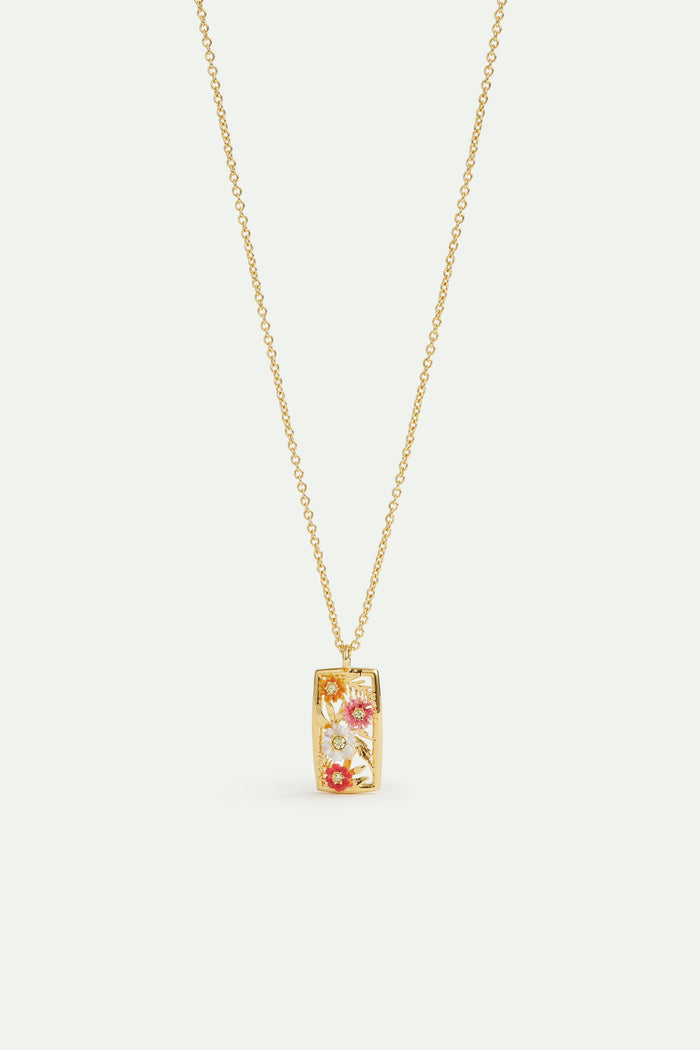 les néréides Gold-Plated Openwork Pendant Necklace with Zinnias - Multicolor