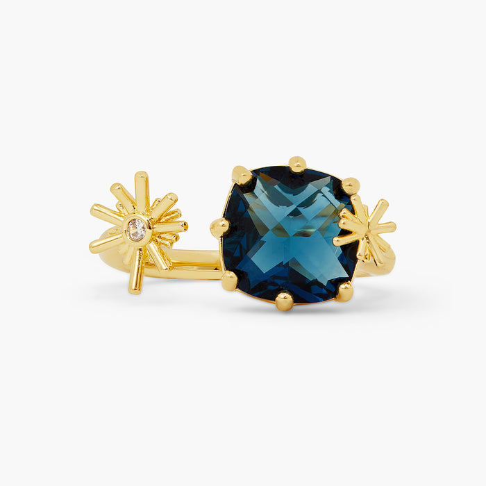 Les Néréides Gold Stars And Square Stone Adjustable Me And You Ring - Blue