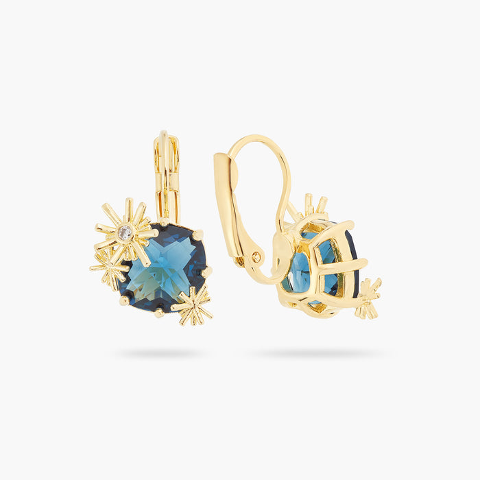 Les Néréides Gold Stars And Square Stone Sleeper Earrings - Blue