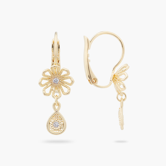 Les Néréides Gold Thread Flower Sleeper Earrings - Gold