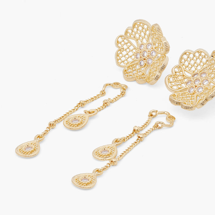 Les Néréides Gold Thread Two-in-One Post Earrings - Gold