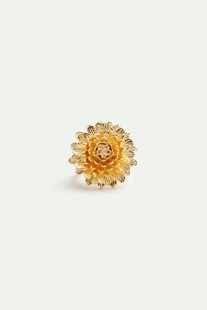Les Néréides Golden Dandelion Cocktail Ring - 6 (52 Mm) / Yellow