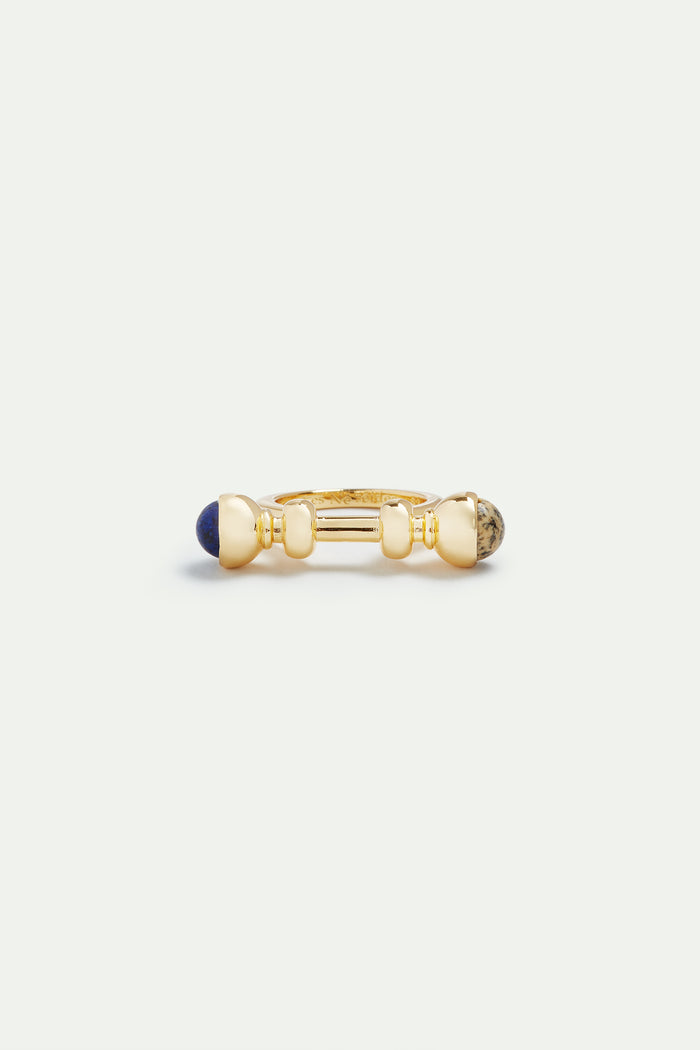 Les Néréides Golden Ring With Lapis Lazuli And Jasper Beads - 8 (56 Mm) / Gold