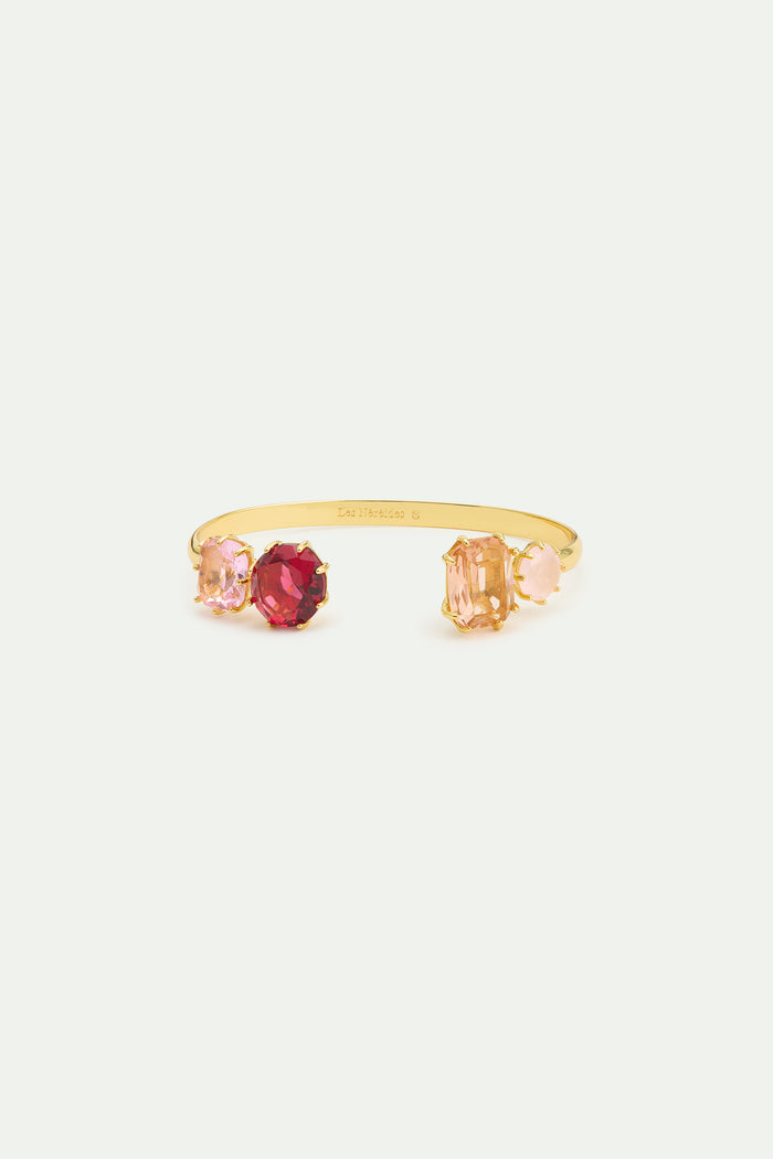 Les Néréides Gradient Pink Diamantine 4 Stone Cuff Bracelet - S / Pink