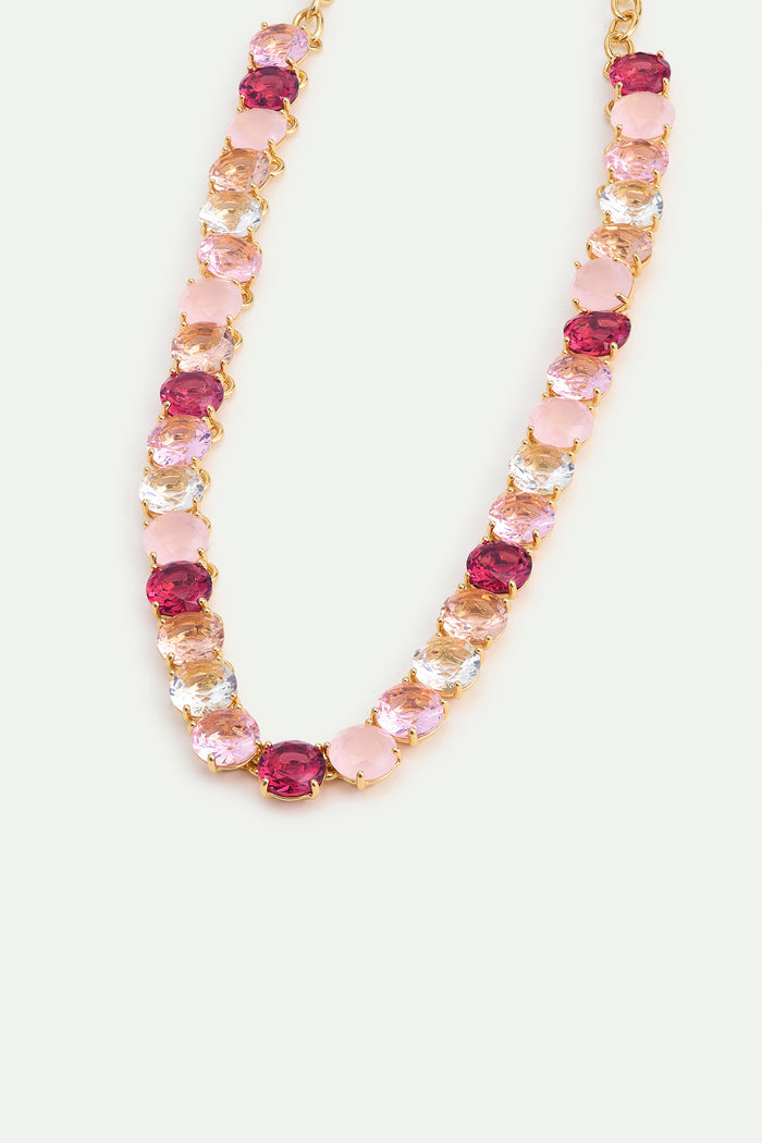 Les Néréides Gradient Pink Diamantine Choker Necklace With Round Stones - Pink