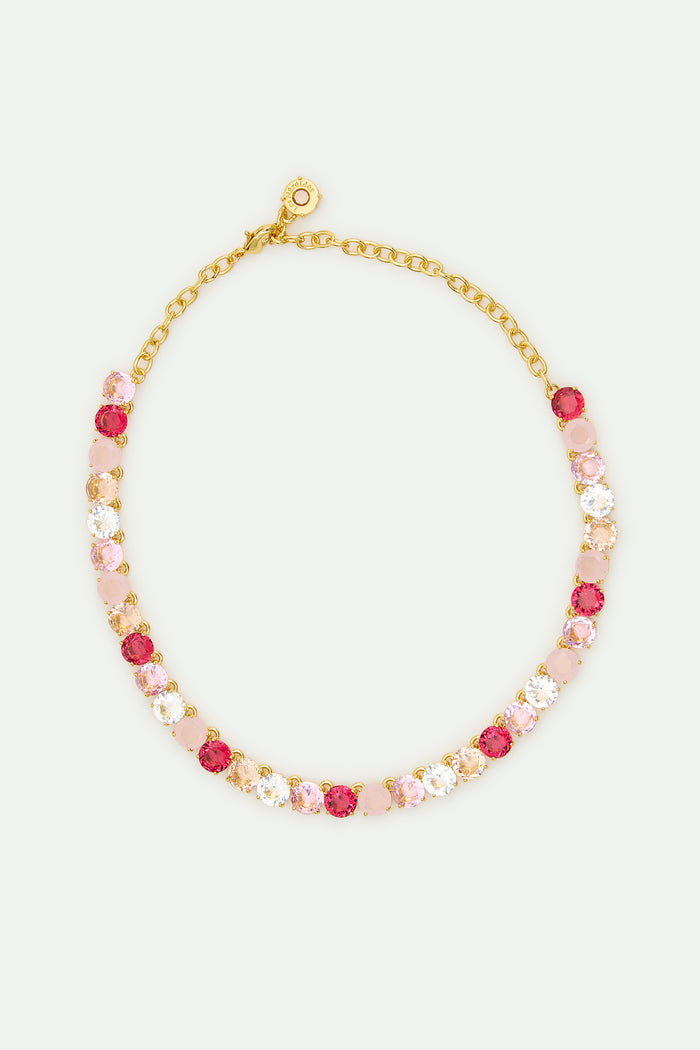 Les Néréides Gradient Pink Diamantine Choker Necklace With Round Stones - Pink