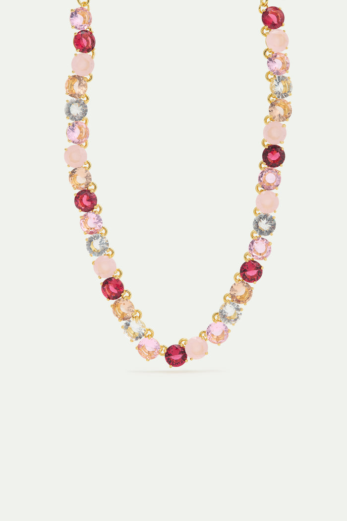 les néréides Gradient Pink Diamantine Choker Necklace with Round Stones - Pink