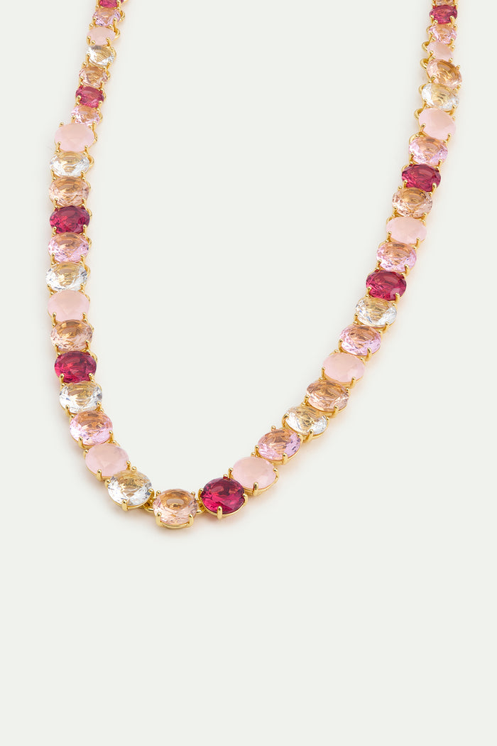Les Néréides Gradient Pink Diamantine Choker With Round Stones - Pink