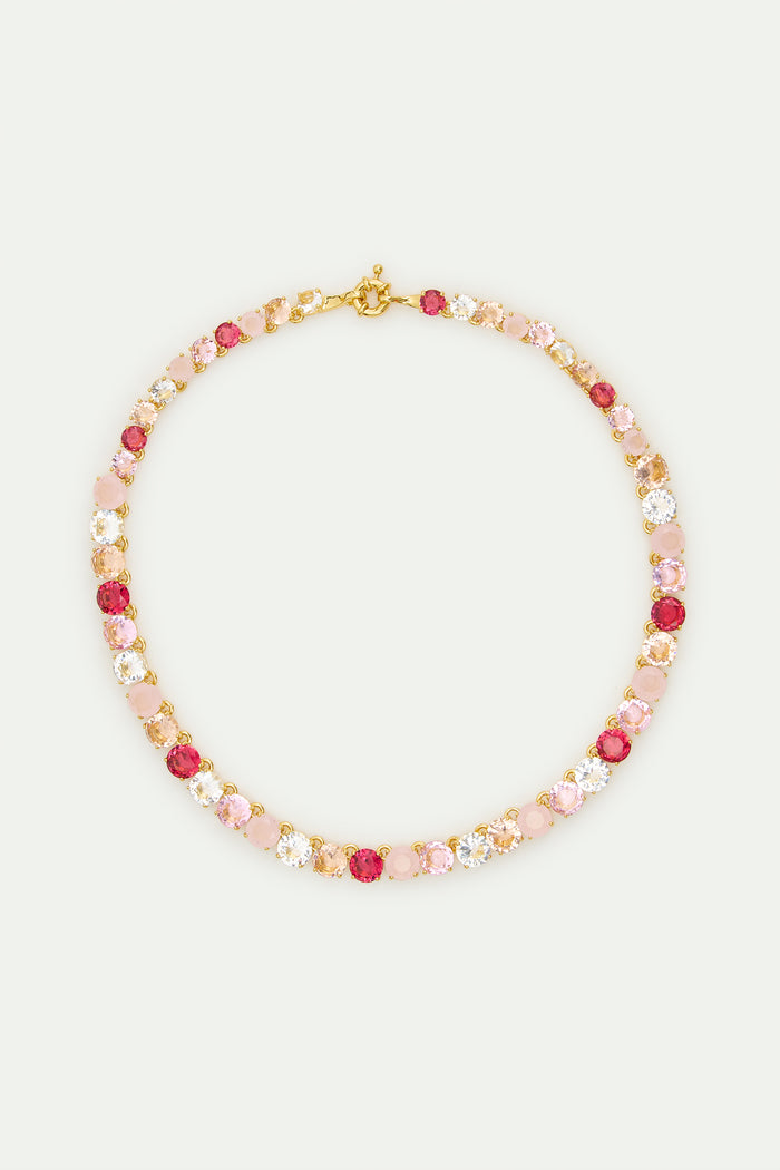 Les Néréides Gradient Pink Diamantine Choker With Round Stones - Pink