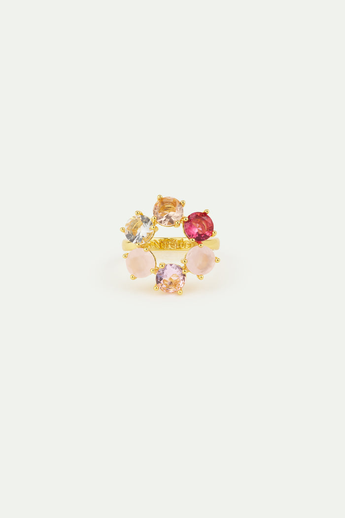 Les Néréides Gradient Pink Diamantine Cocktail Ring With 6 Stones - 5.5 (50 Mm) / Pink