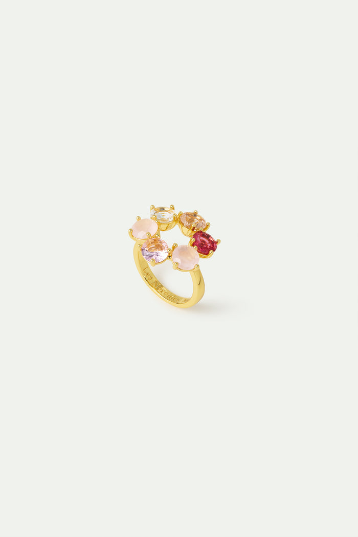 les néréides Gradient Pink Diamantine Cocktail Ring with 6 Stones - 5.5 (50 mm) / Pink