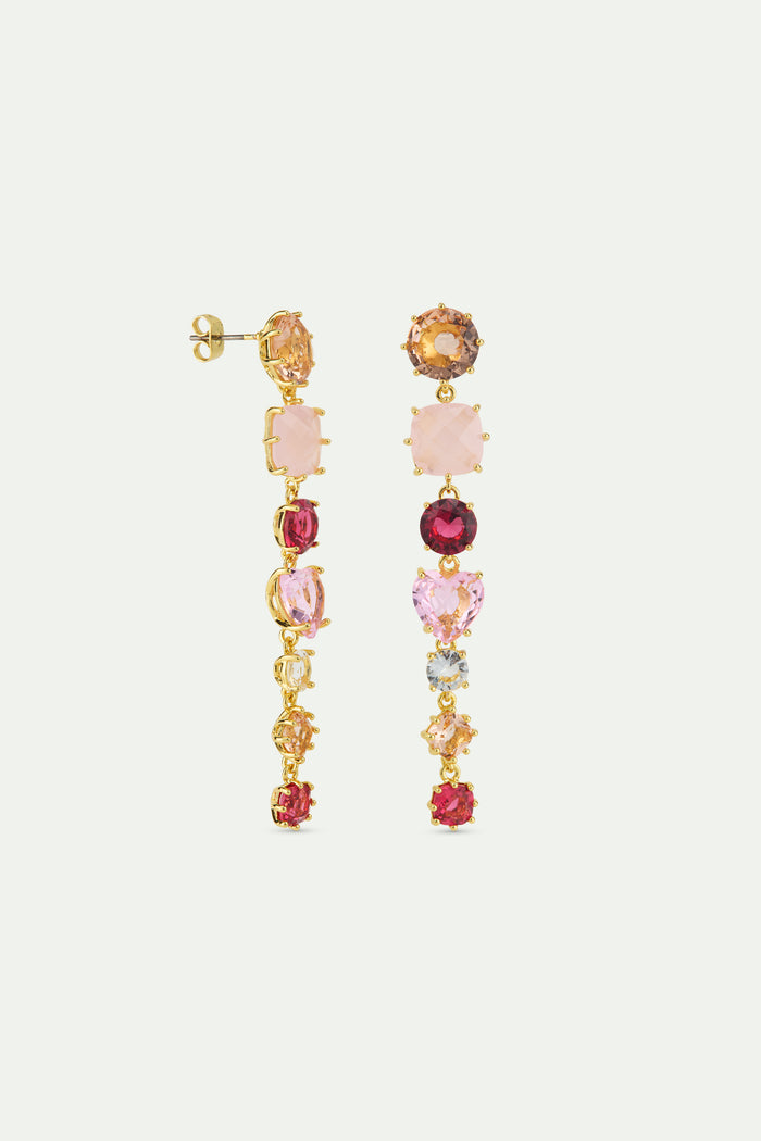 Les Néréides Gradient Pink Diamantine Dangle Post Earrings - Pink