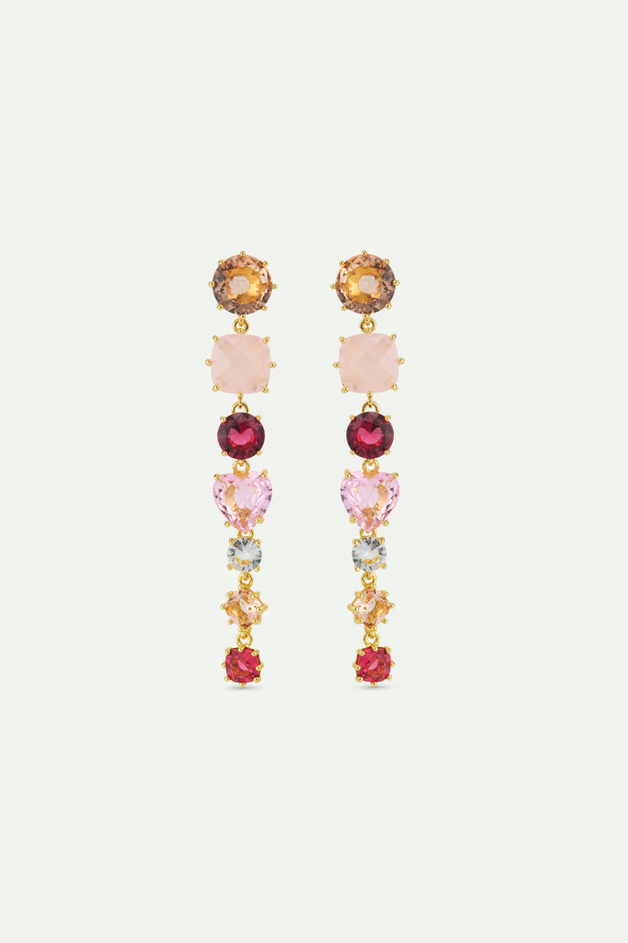 les néréides Gradient Pink Diamantine Dangle Post Earrings - Pink