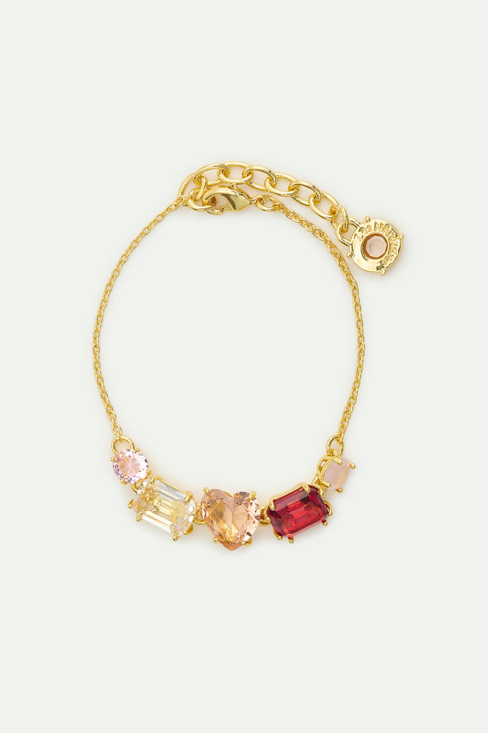 les néréides Gradient Pink Diamantine Fine Bracelet with Five Stones - Pink