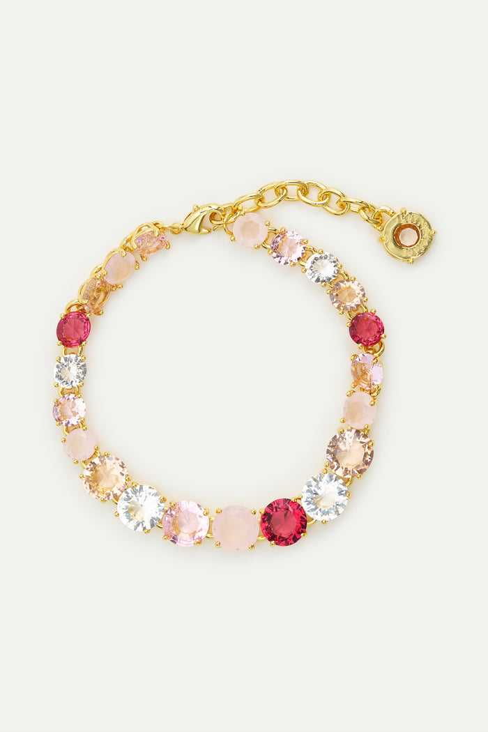 les néréides Gradient Pink Diamantine Fine Bracelet with Row of Stones - Pink