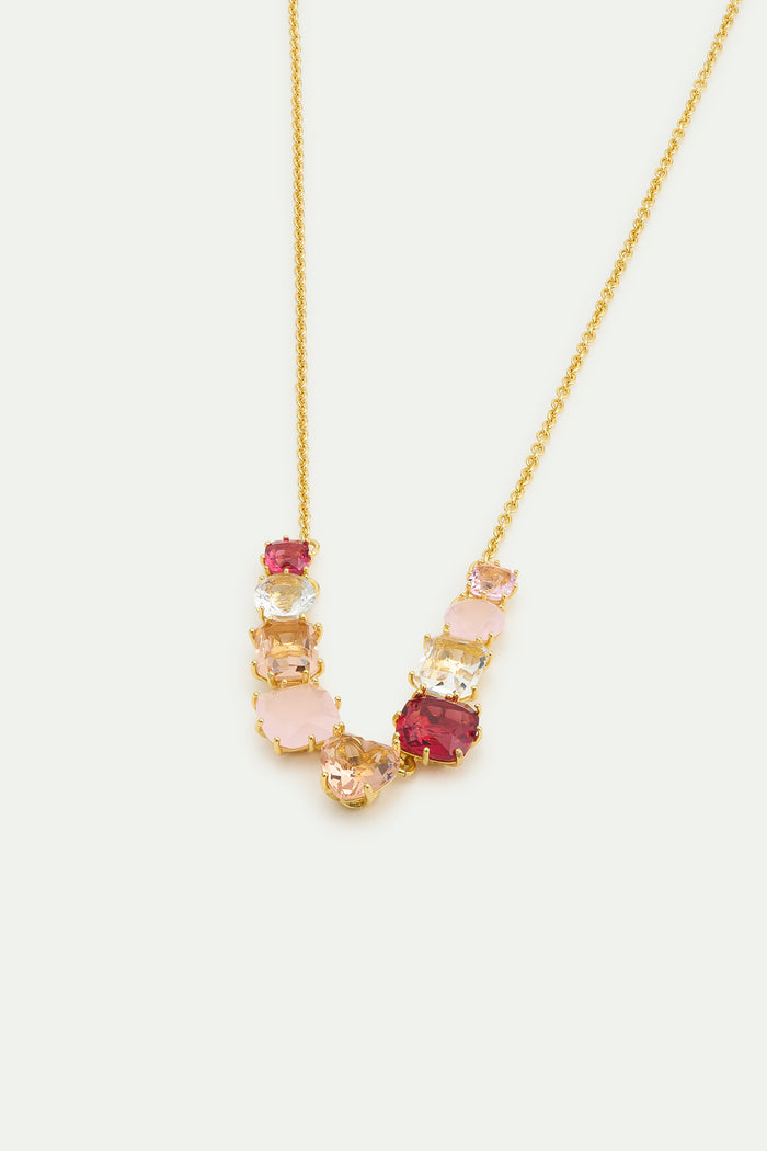 Les Néréides Gradient Pink Diamantine Fine Necklace With 9 Stones - Pink