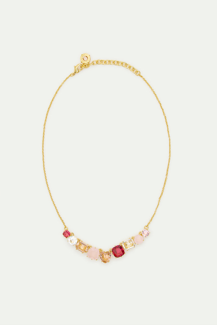 Les Néréides Gradient Pink Diamantine Fine Necklace With 9 Stones - Pink