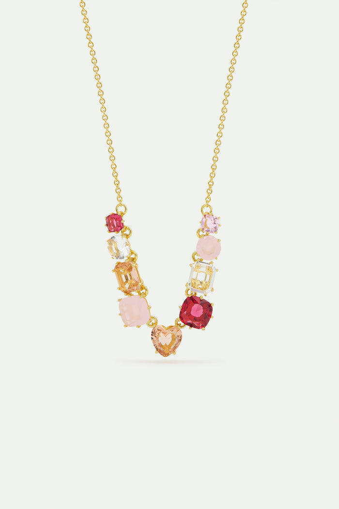 les néréides Gradient Pink Diamantine Fine Necklace with 9 Stones - Pink