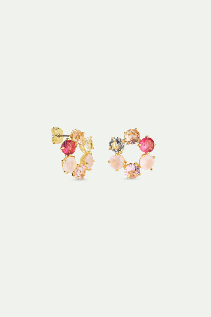 Les Néréides Gradient Pink Diamantine Six Stone Post Earrings - Pink