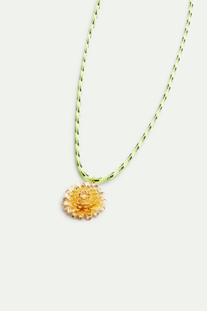 Les Néréides Green Cord And Golden Dandelion Pendant Necklace - Multicolor